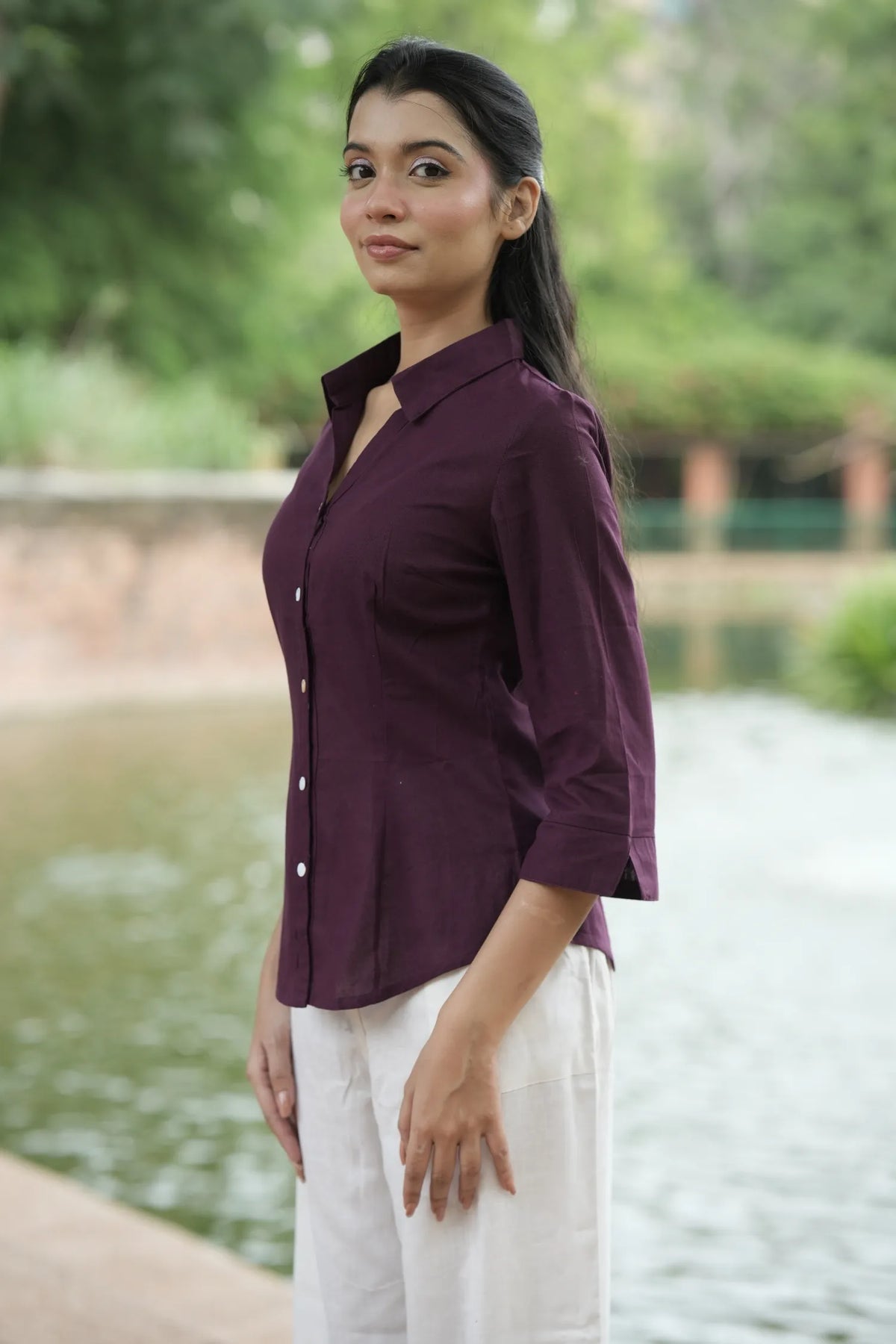 Wine Cotton Shirt