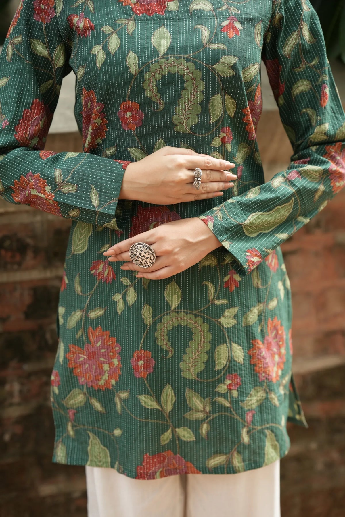 Green Floral Print Kurti
