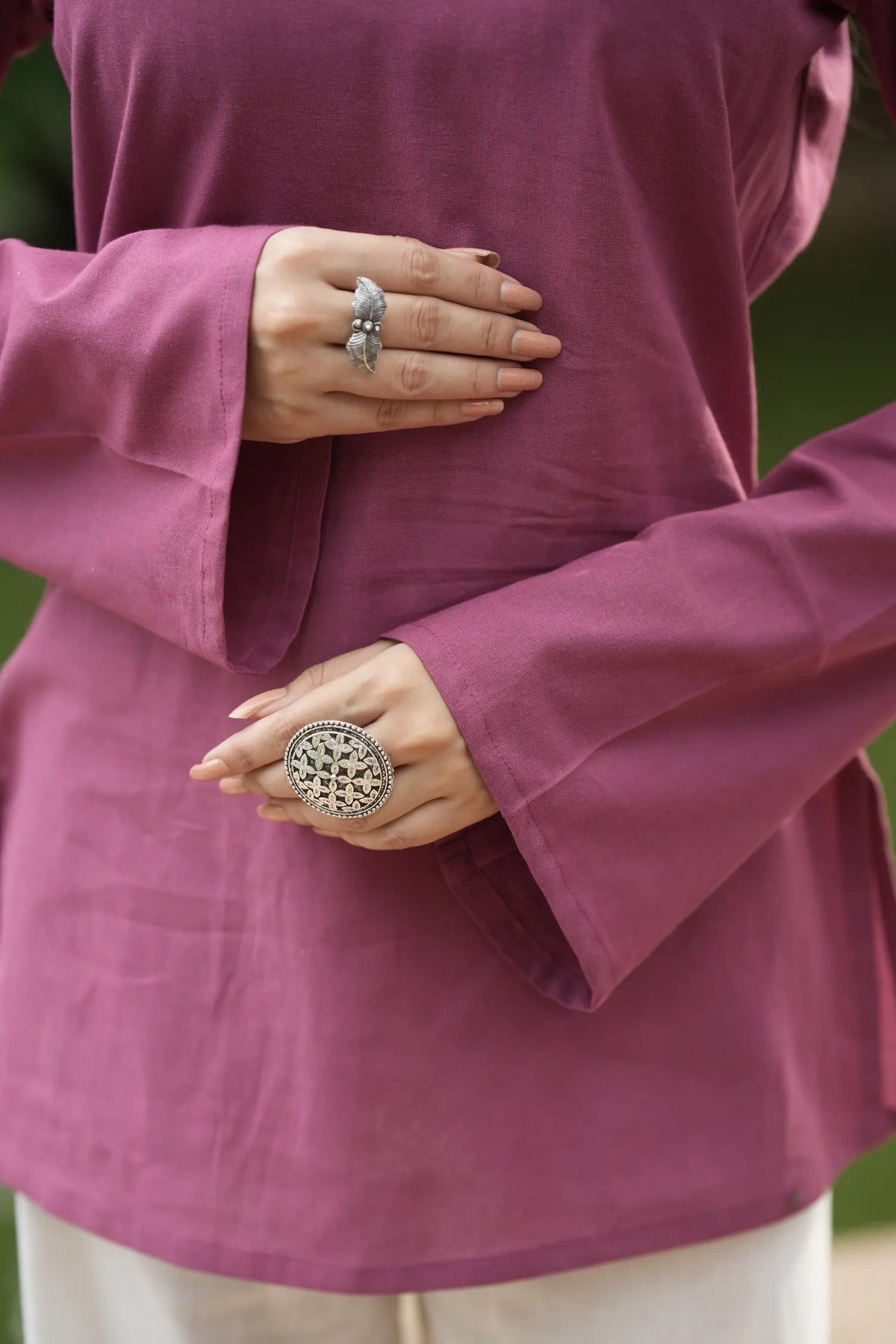 Mauve Pink Solid Lupi Kurti