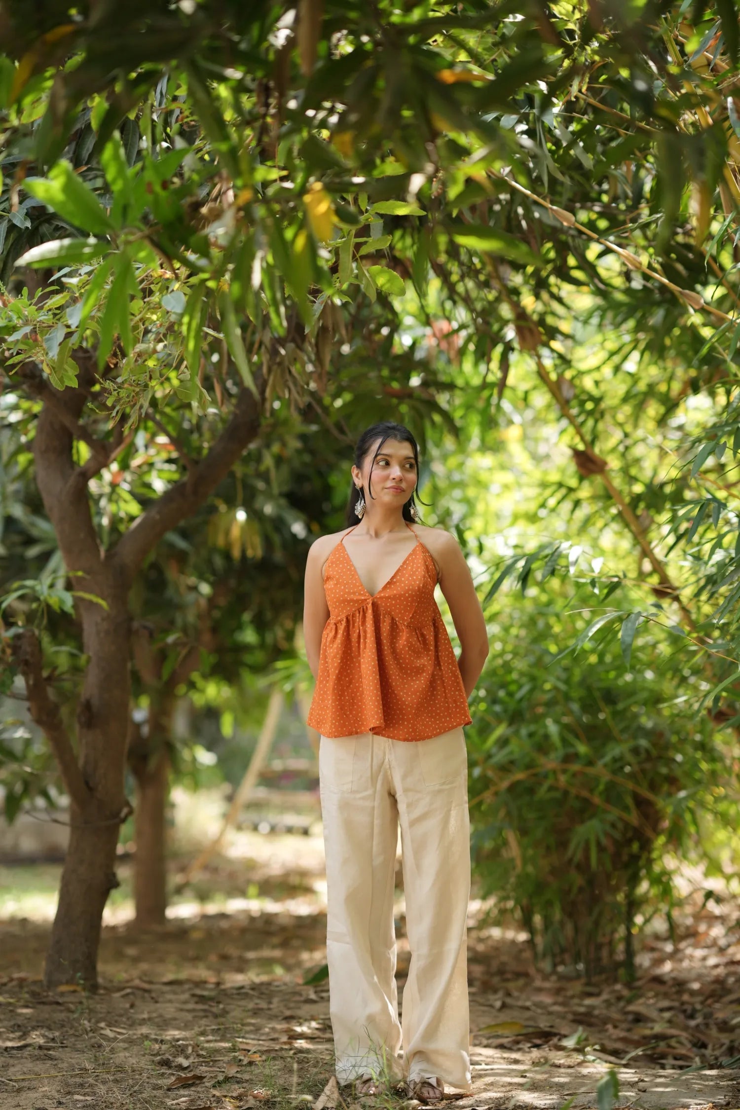 Marigold Polka Halter Neck Top