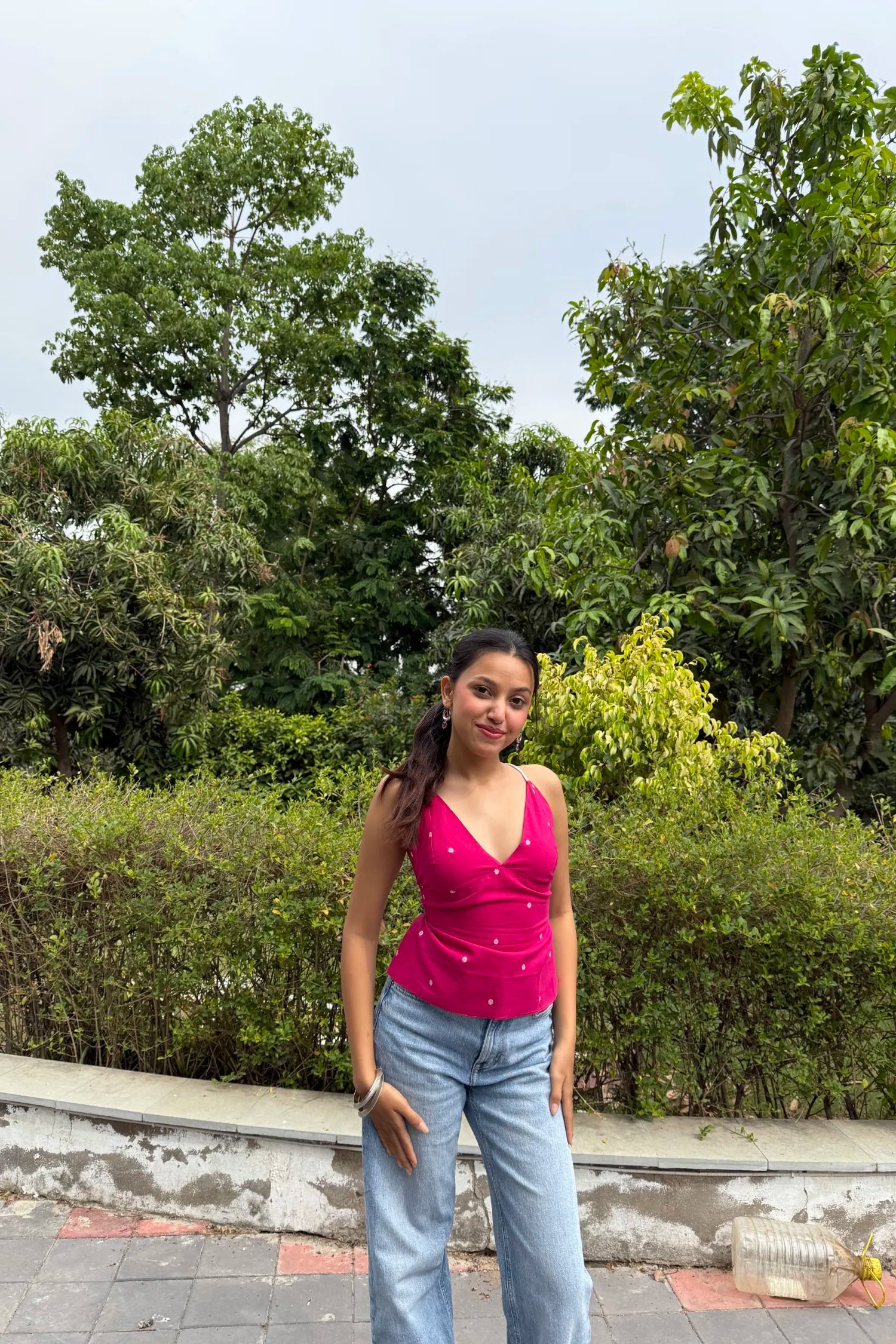 Hot Pink Buta Tie Back Top