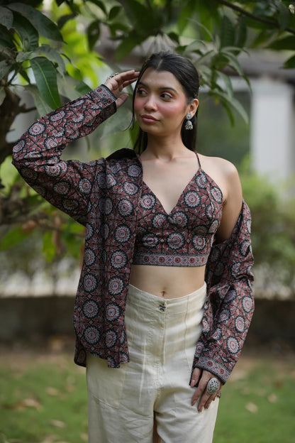 Black Ajrakh Print Cotton Shirt