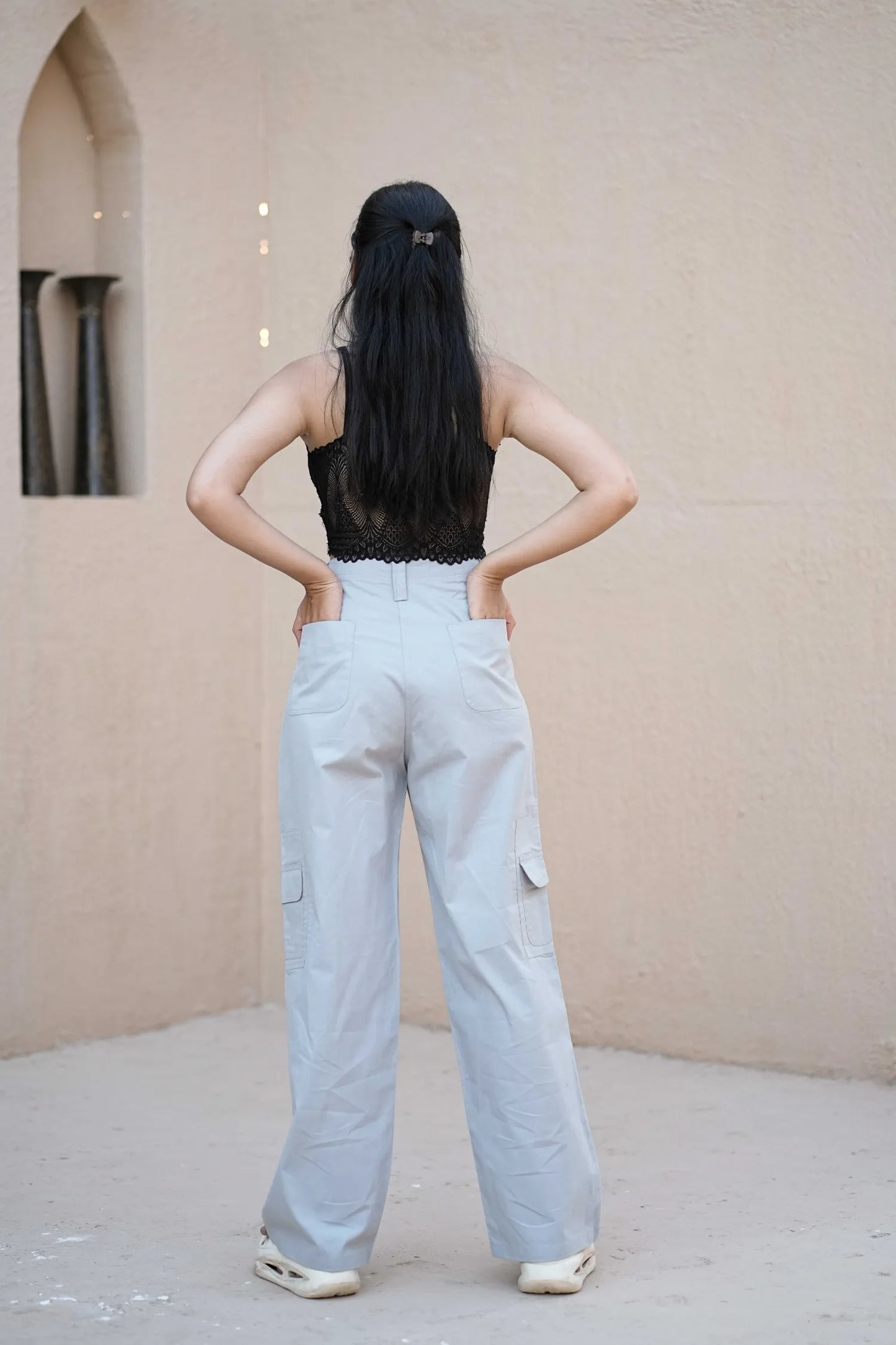 Women’s Relaxed Fit Utility Cargo Pants Ice Blue