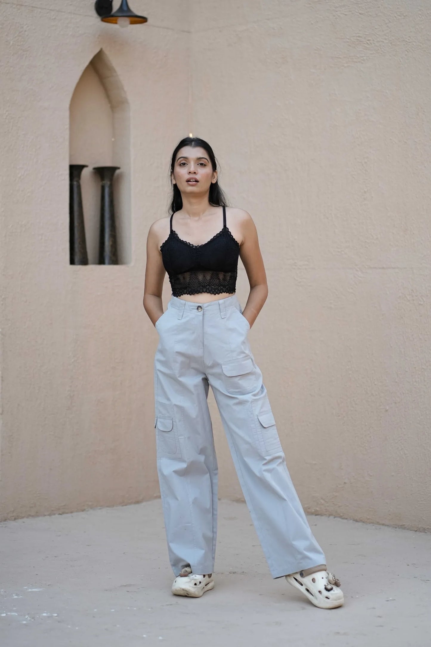 Women’s Relaxed Fit Utility Cargo Pants Ice Blue