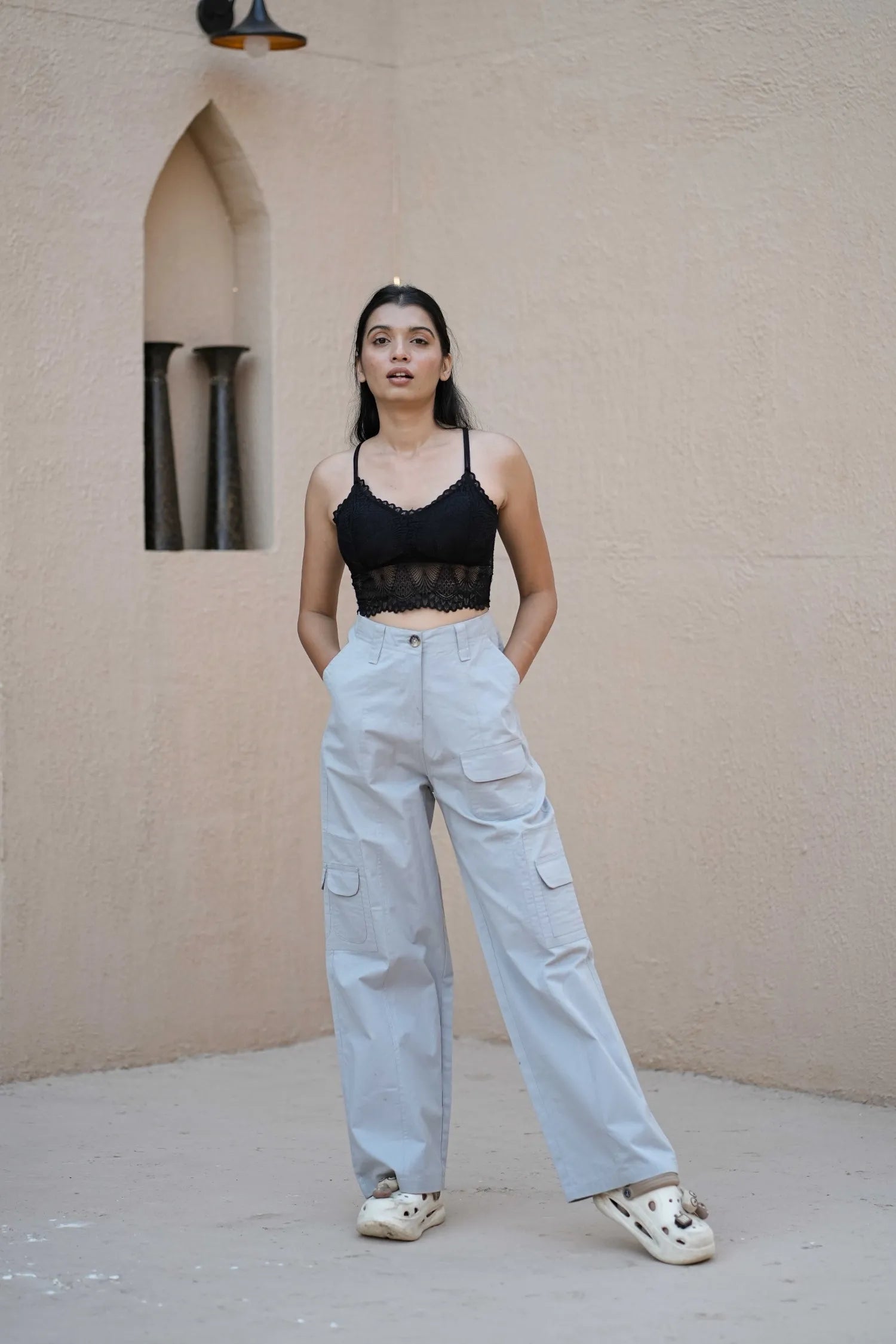 Women’s Relaxed Fit Utility Cargo Pants Ice Blue