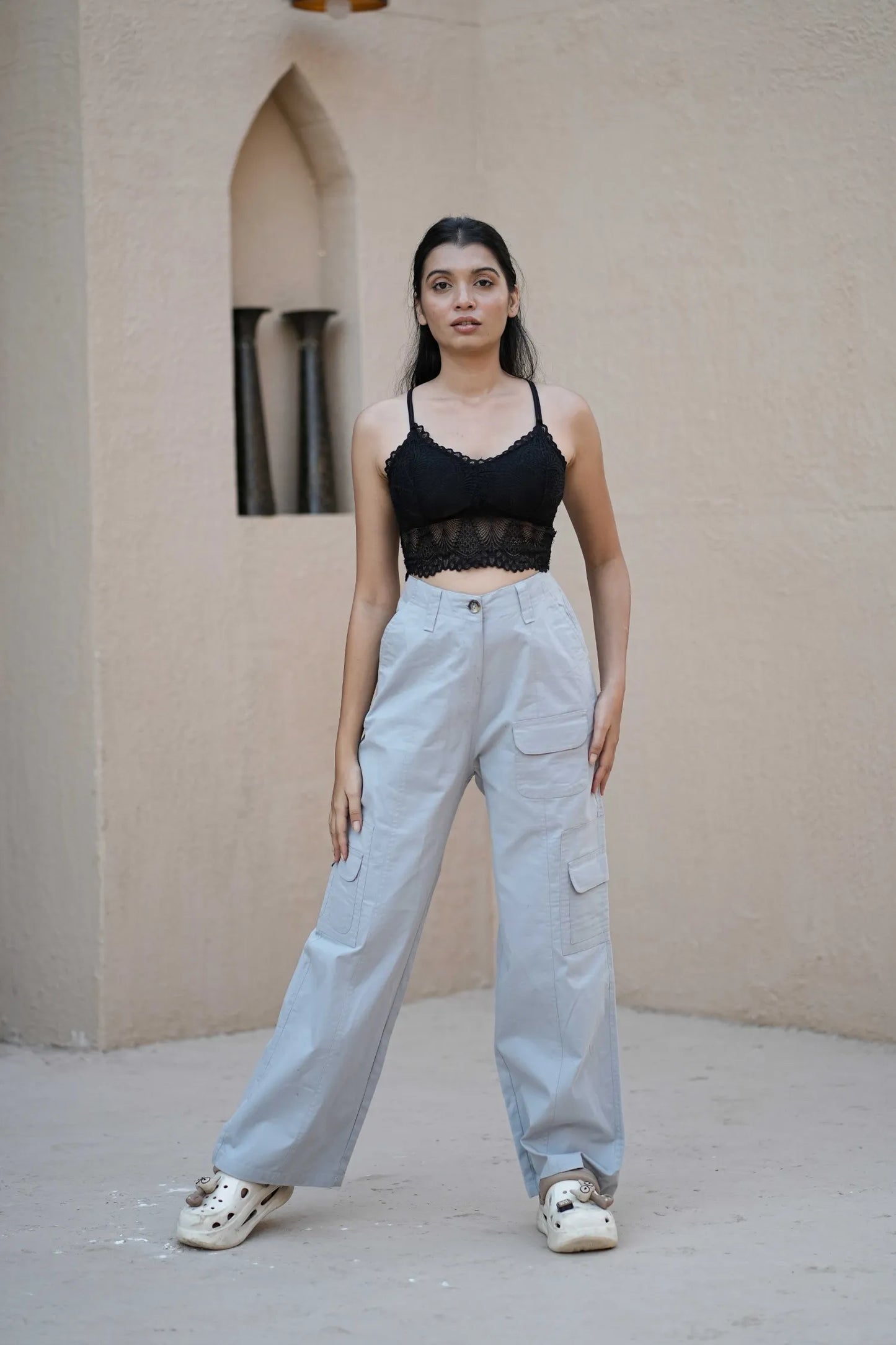 Women’s Relaxed Fit Utility Cargo Pants Ice Blue