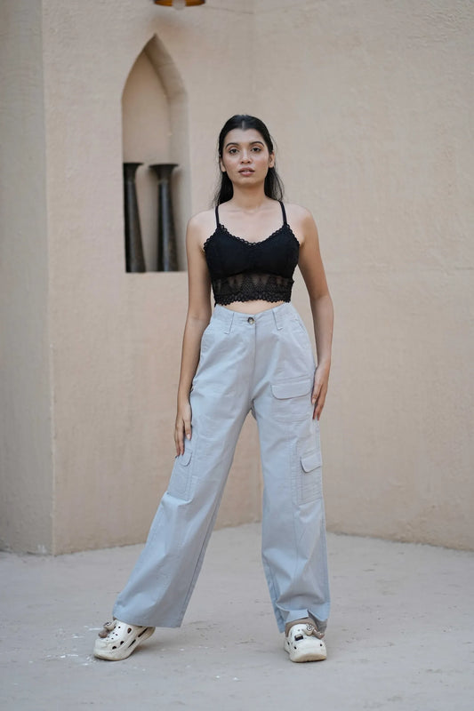 Women’s Relaxed Fit Utility Cargo Pants Ice Blue