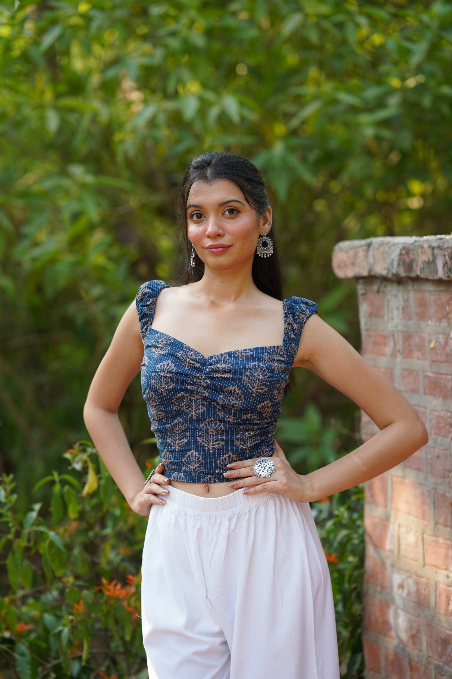 Indigo Ruched Corset Top