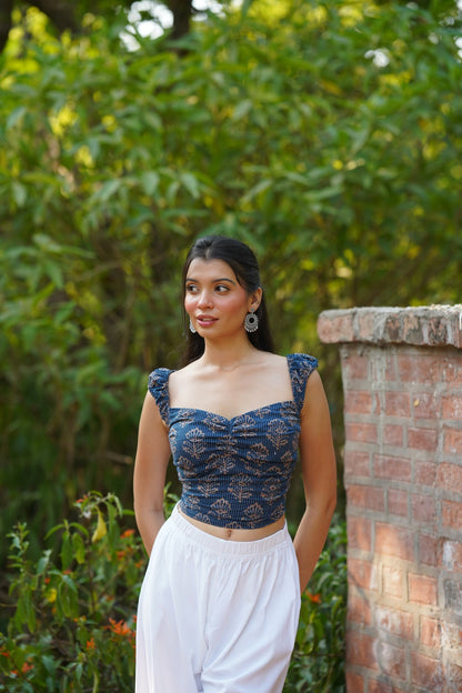 Indigo Ruched Corset Top