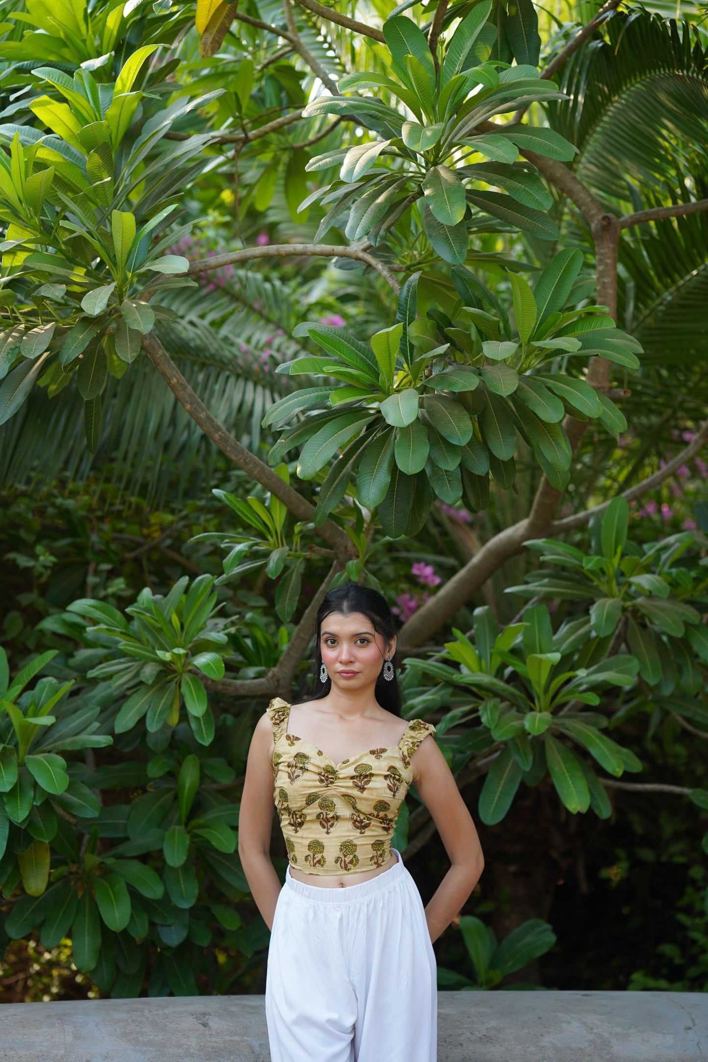 Yellow Ruched Corset Top