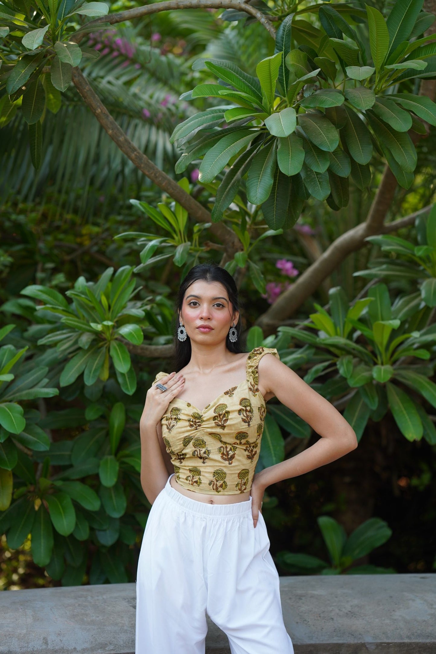 Yellow Ruched Corset Top