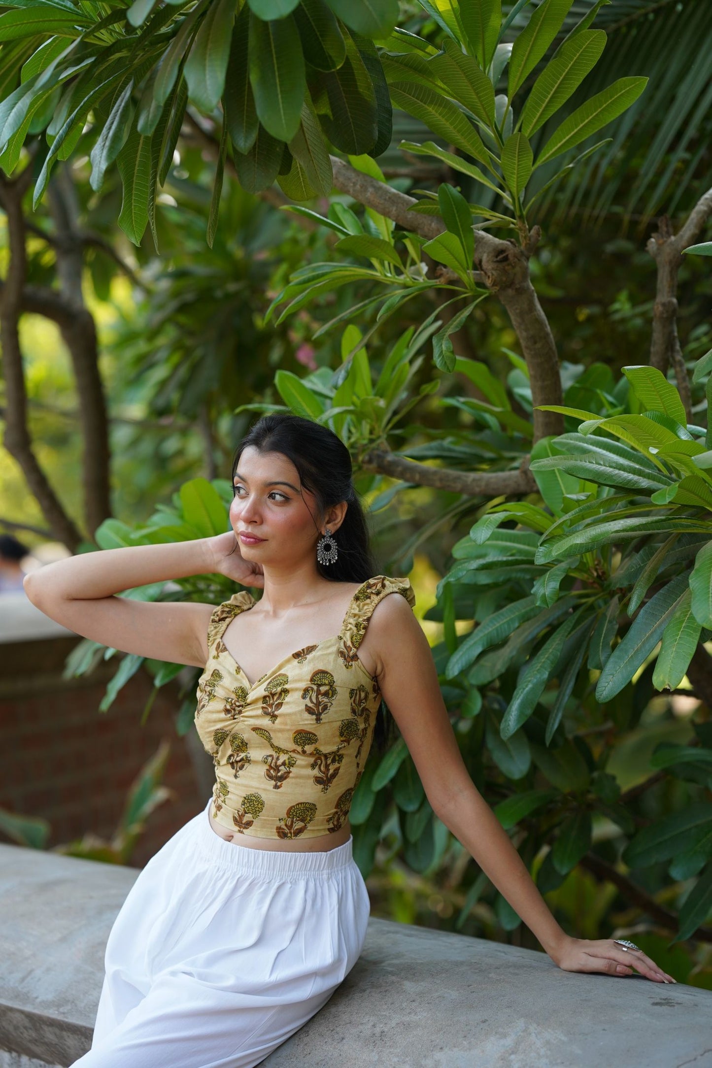Yellow Ruched Corset Top