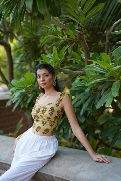 Yellow Ruched Corset Top