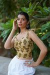 Yellow Ruched Corset Top