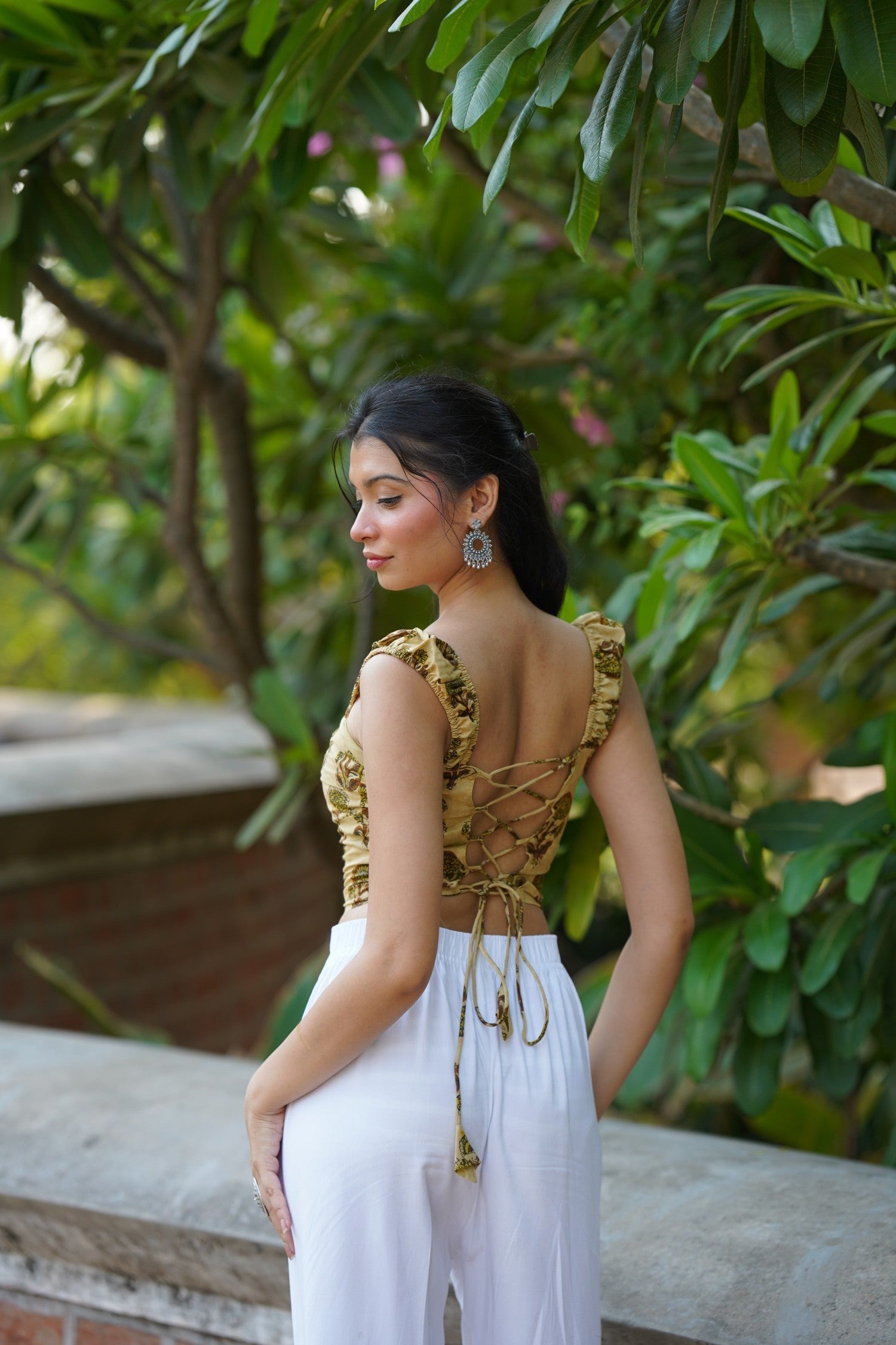 Yellow Ruched Corset Top