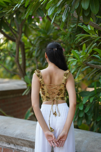 Yellow Ruched Corset Top