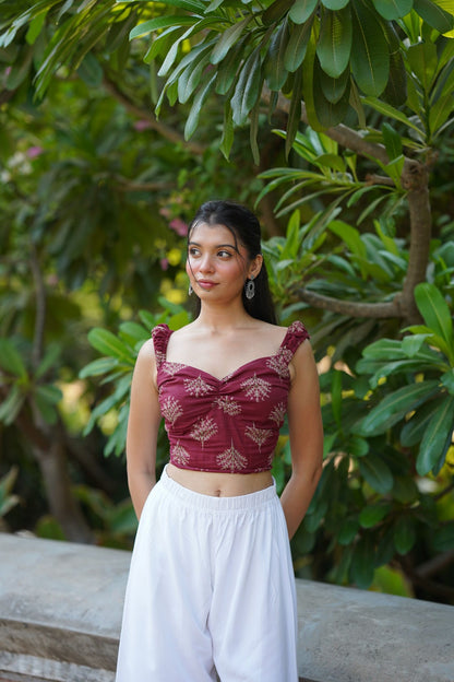 Wine Ruched Corset Top