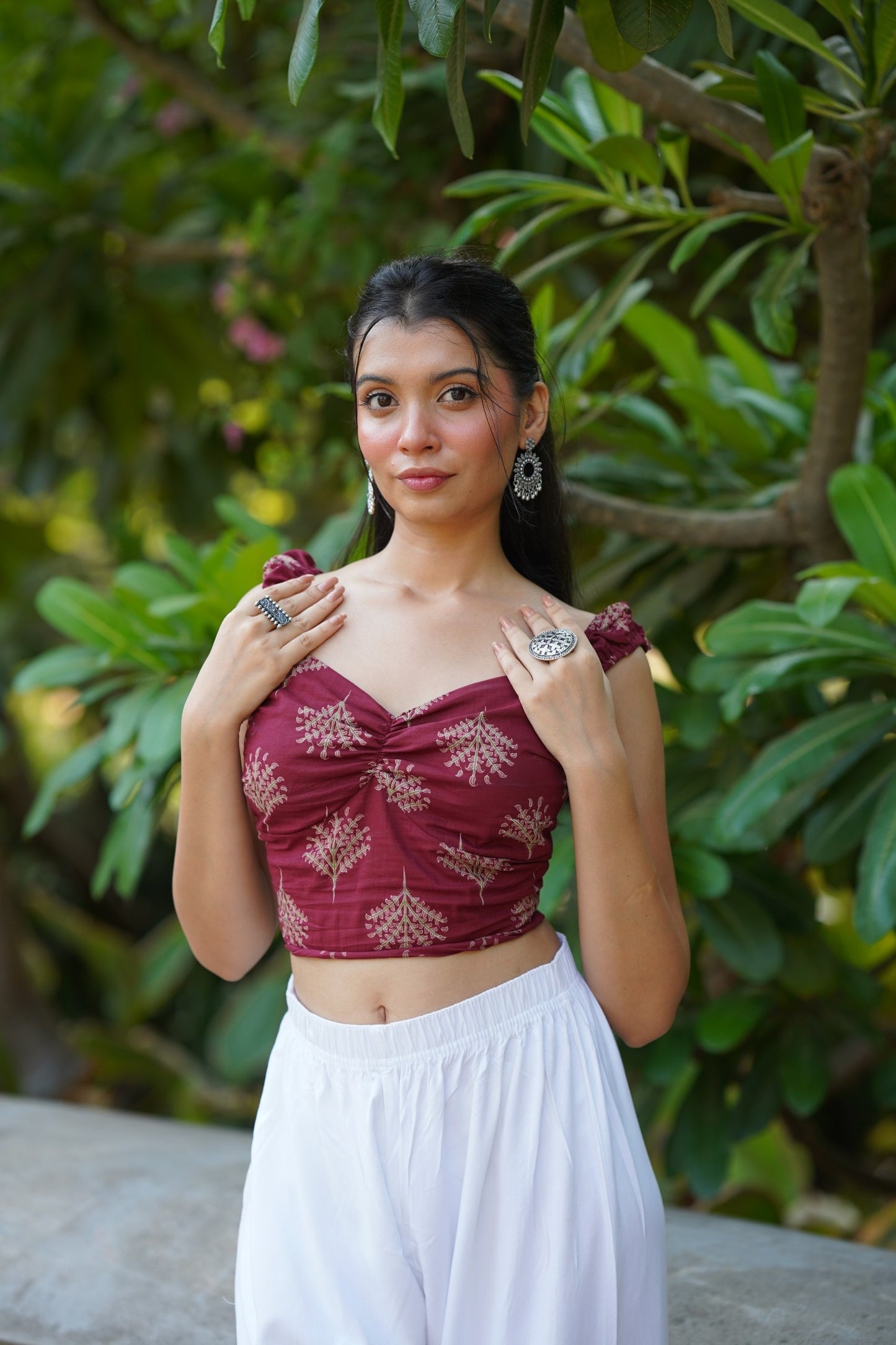Wine Ruched Corset Top