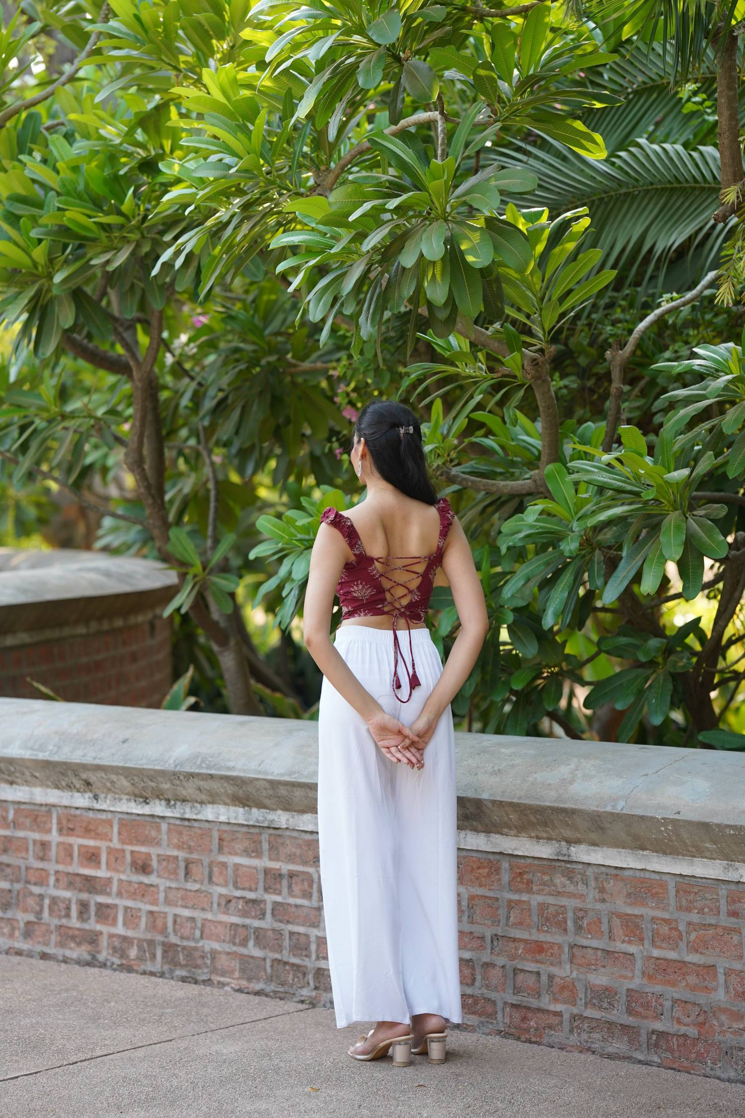 Wine Ruched Corset Top