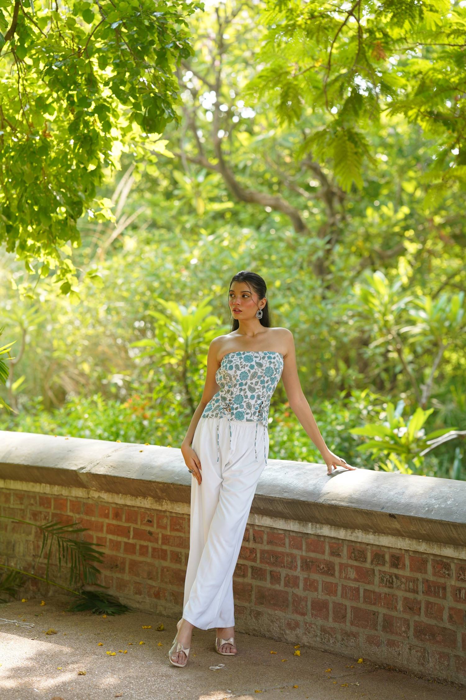 Light Blue Floral Tube Top