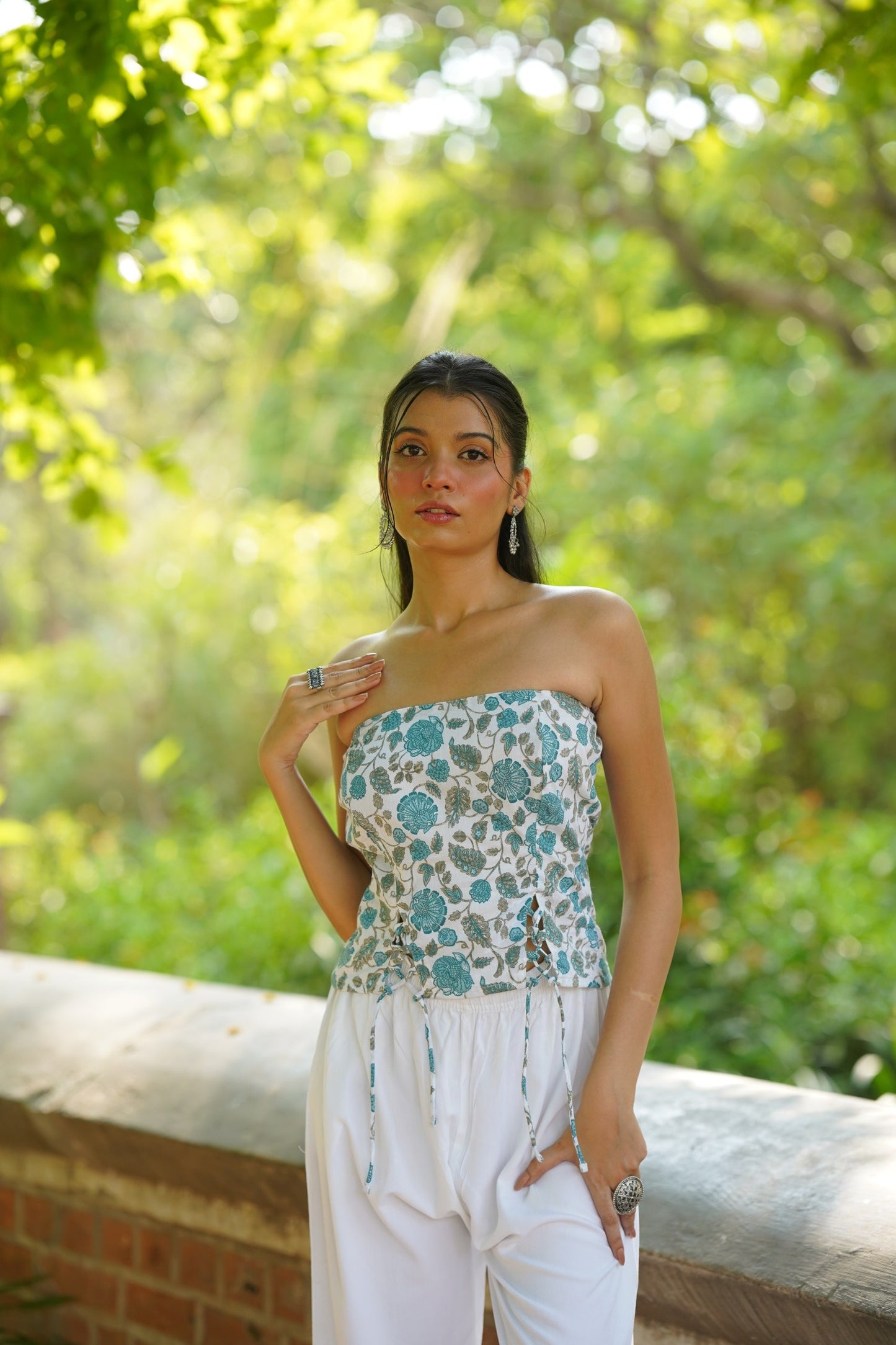Light Blue Floral Tube Top