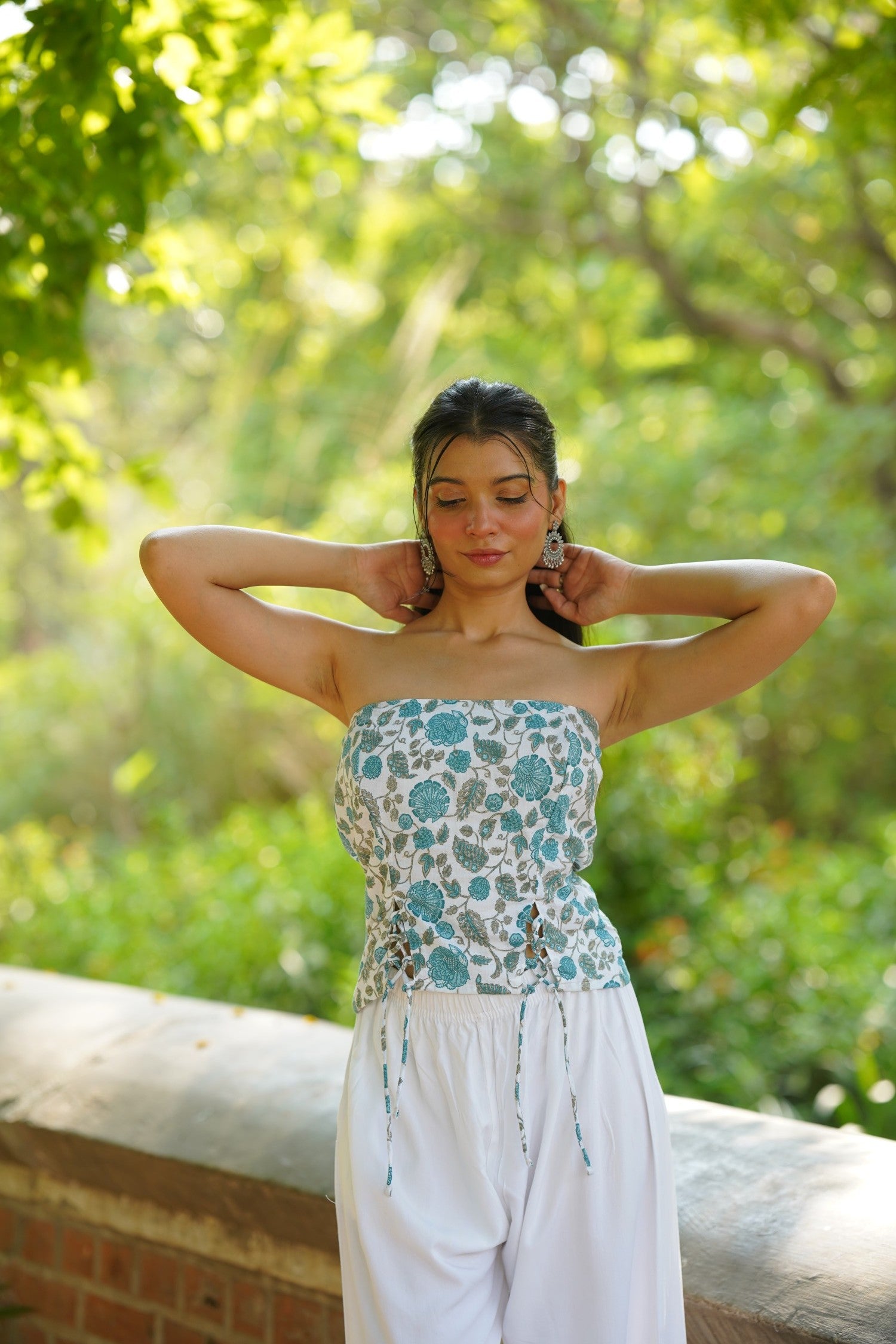 Light Blue Floral Tube Top