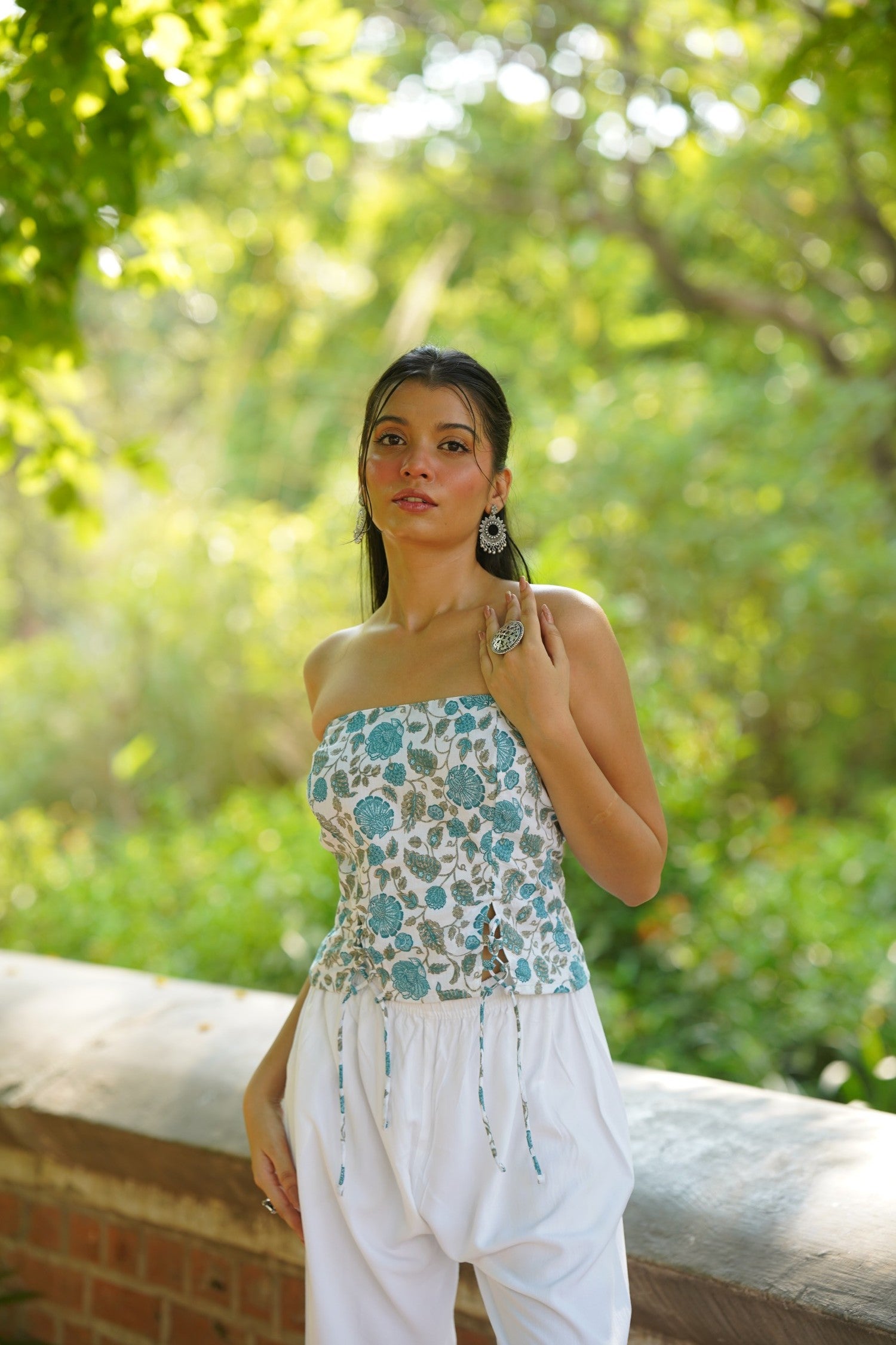 Light Blue Floral Tube Top