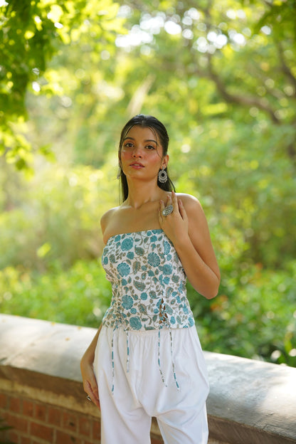 Light Blue Floral Tube Top