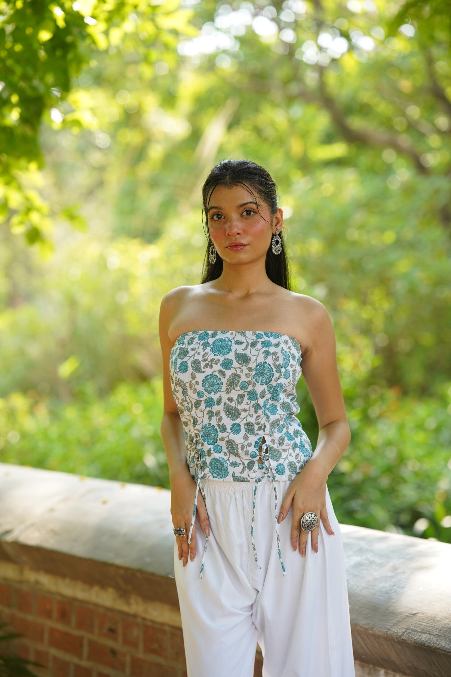 Light Blue Floral Tube Top