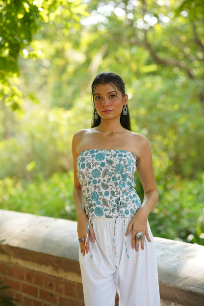 Light Blue Floral Tube Top