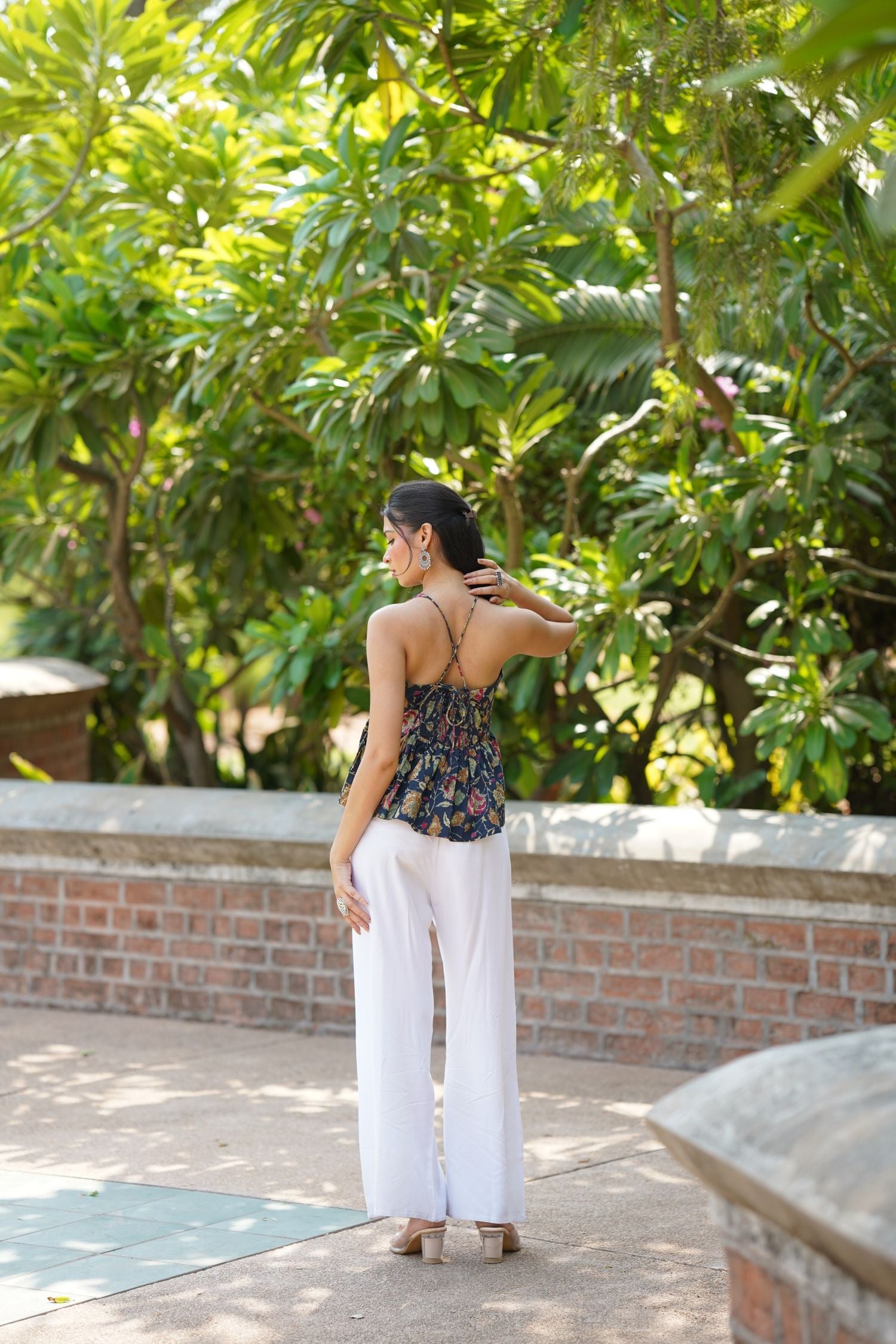 Navy Floral Print Top