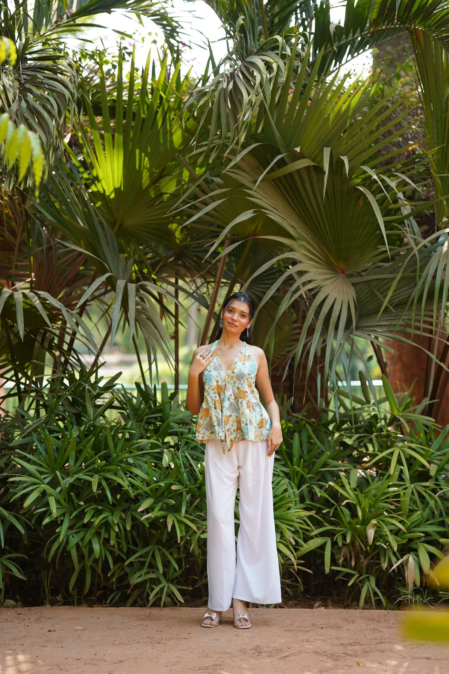 Ivory Blue Floral Top