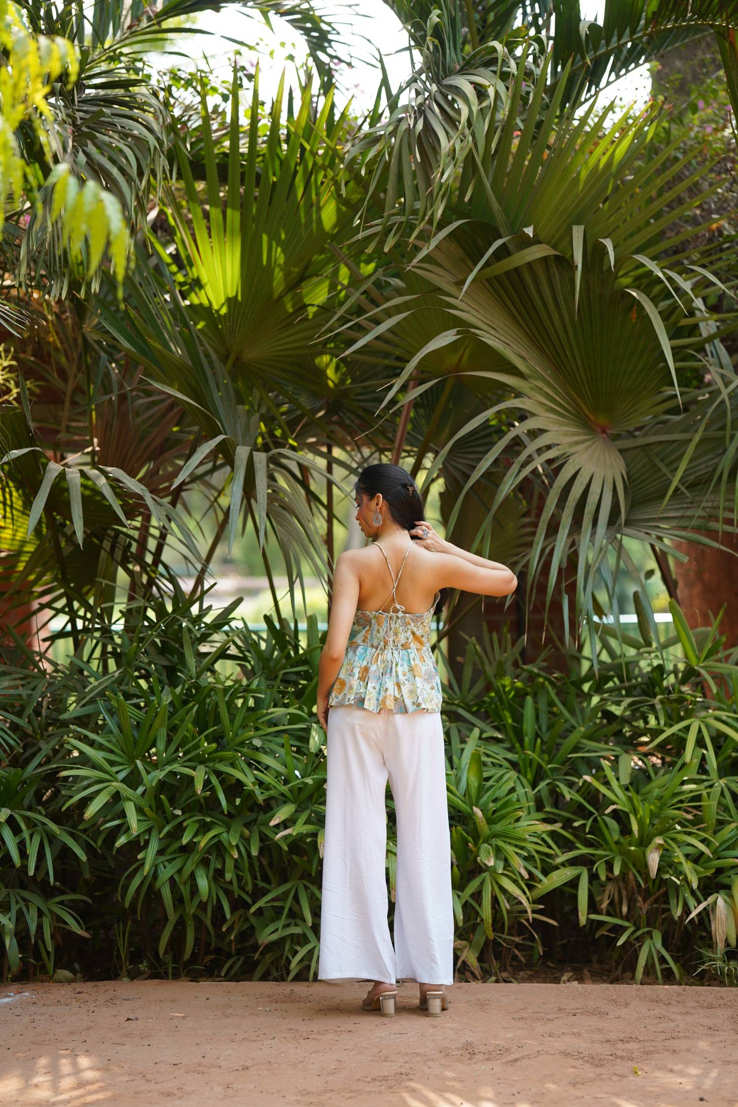 Ivory Blue Floral Top