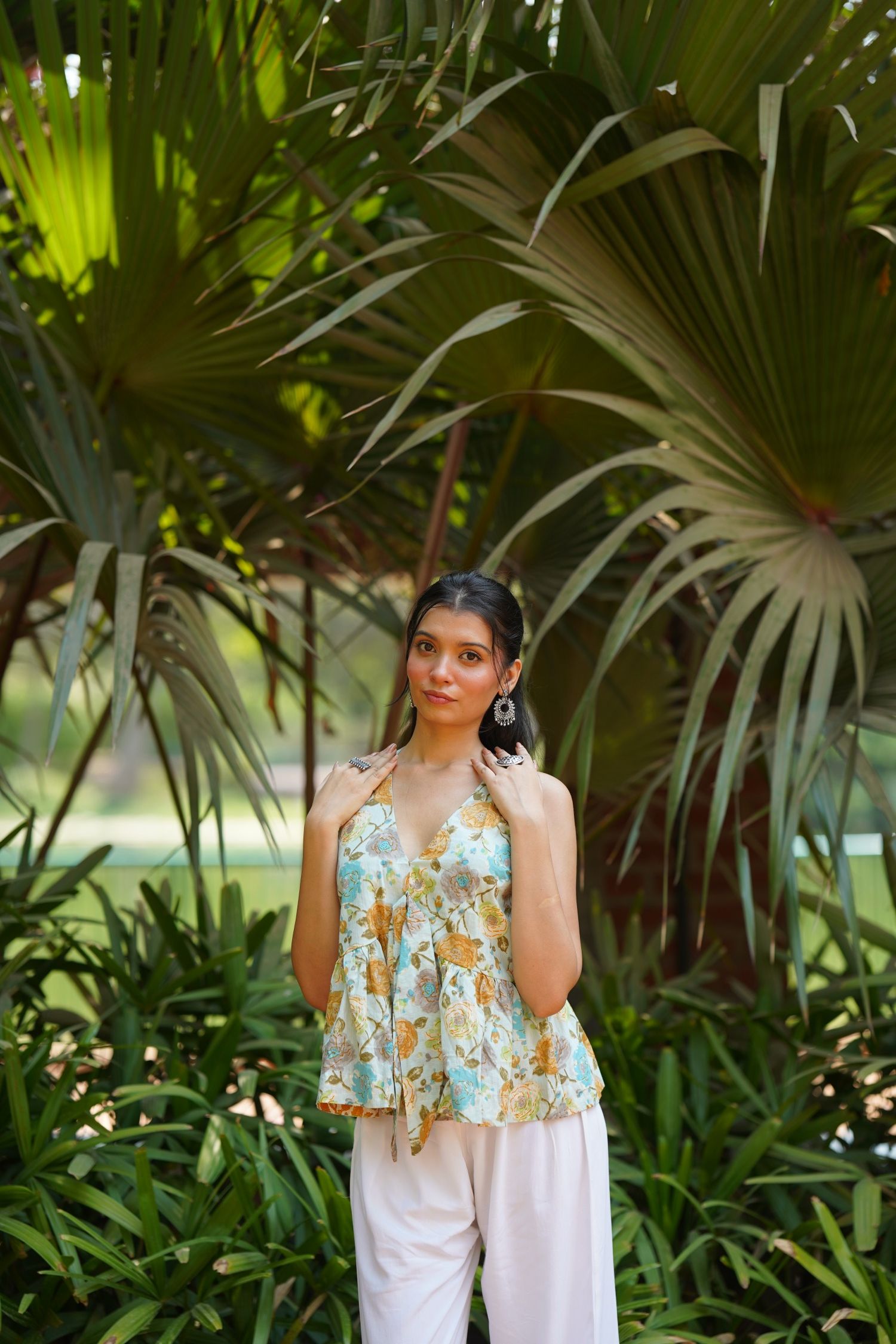Ivory Blue Floral Top