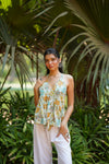 Ivory Blue Floral Top
