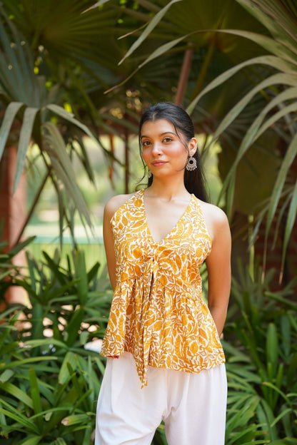 Mustard Floral Top