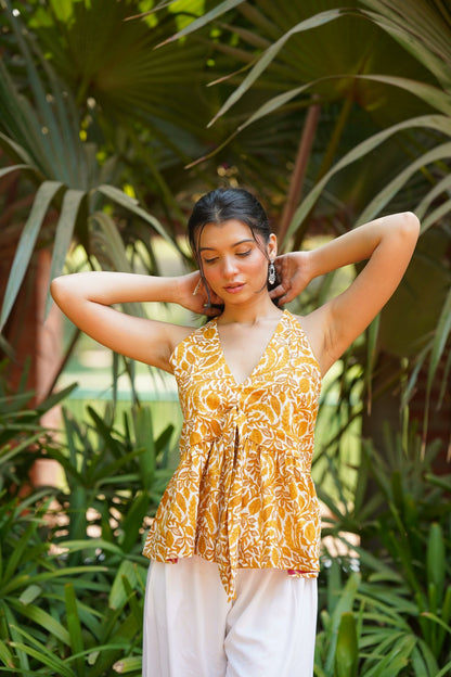 Mustard Floral Top