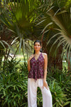 Wine Buta Print Top