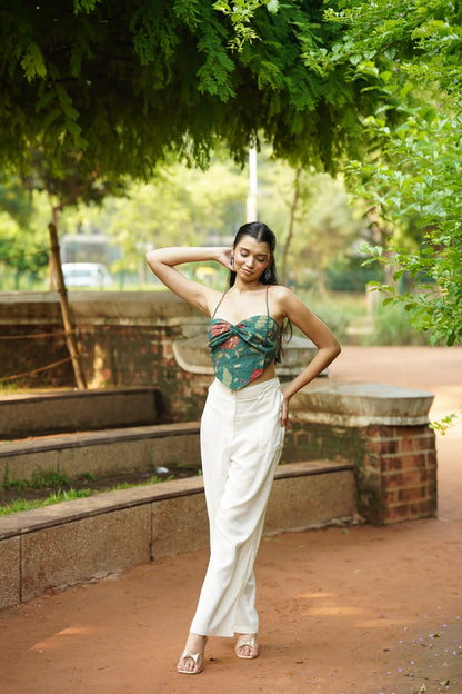 Forest Green Floral Corset Top