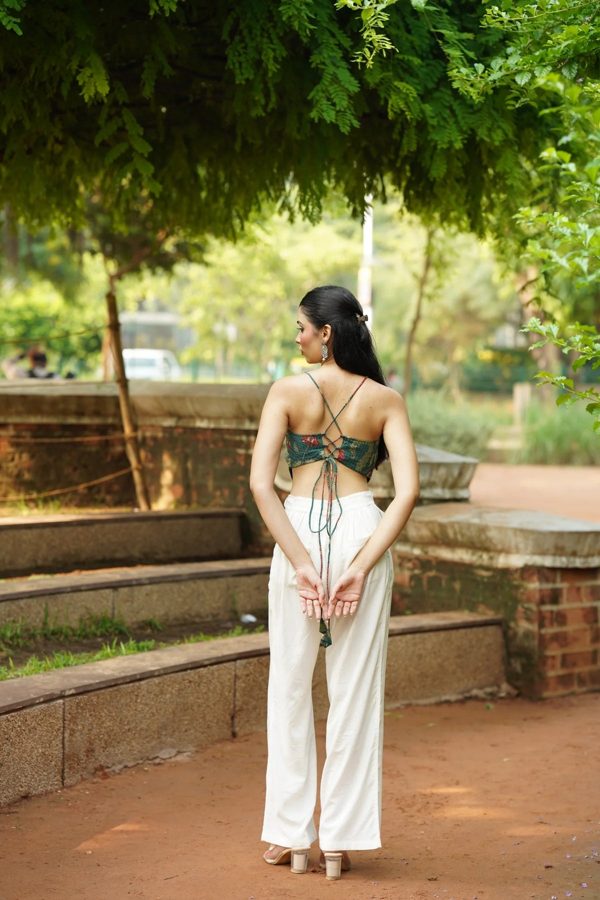 Forest Green Floral Corset Top