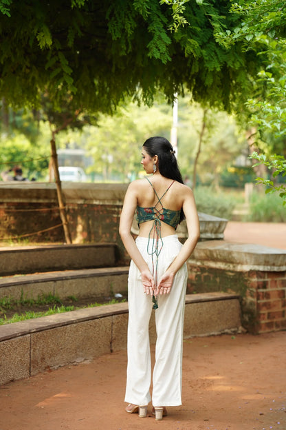 Forest Green Floral Corset Top