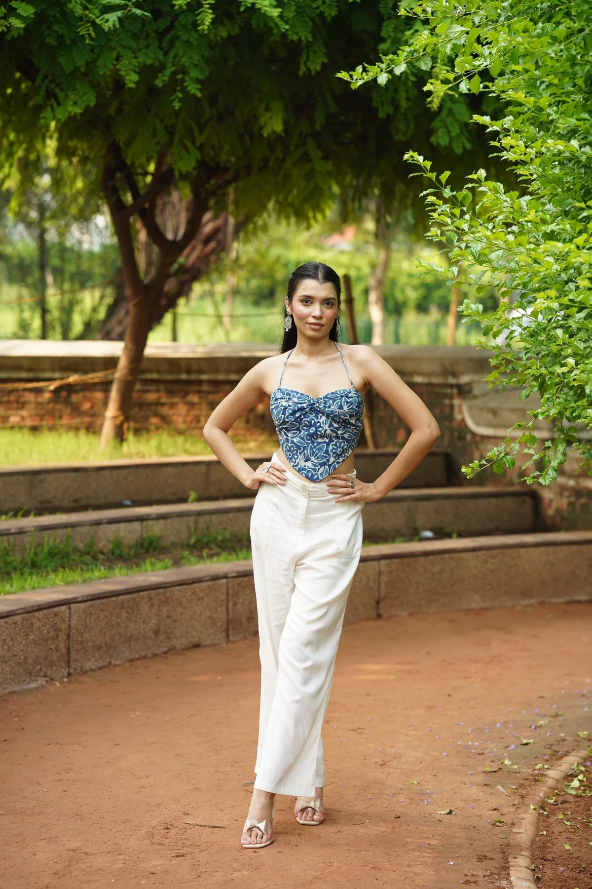 Dusty Blue Floral Corset Top