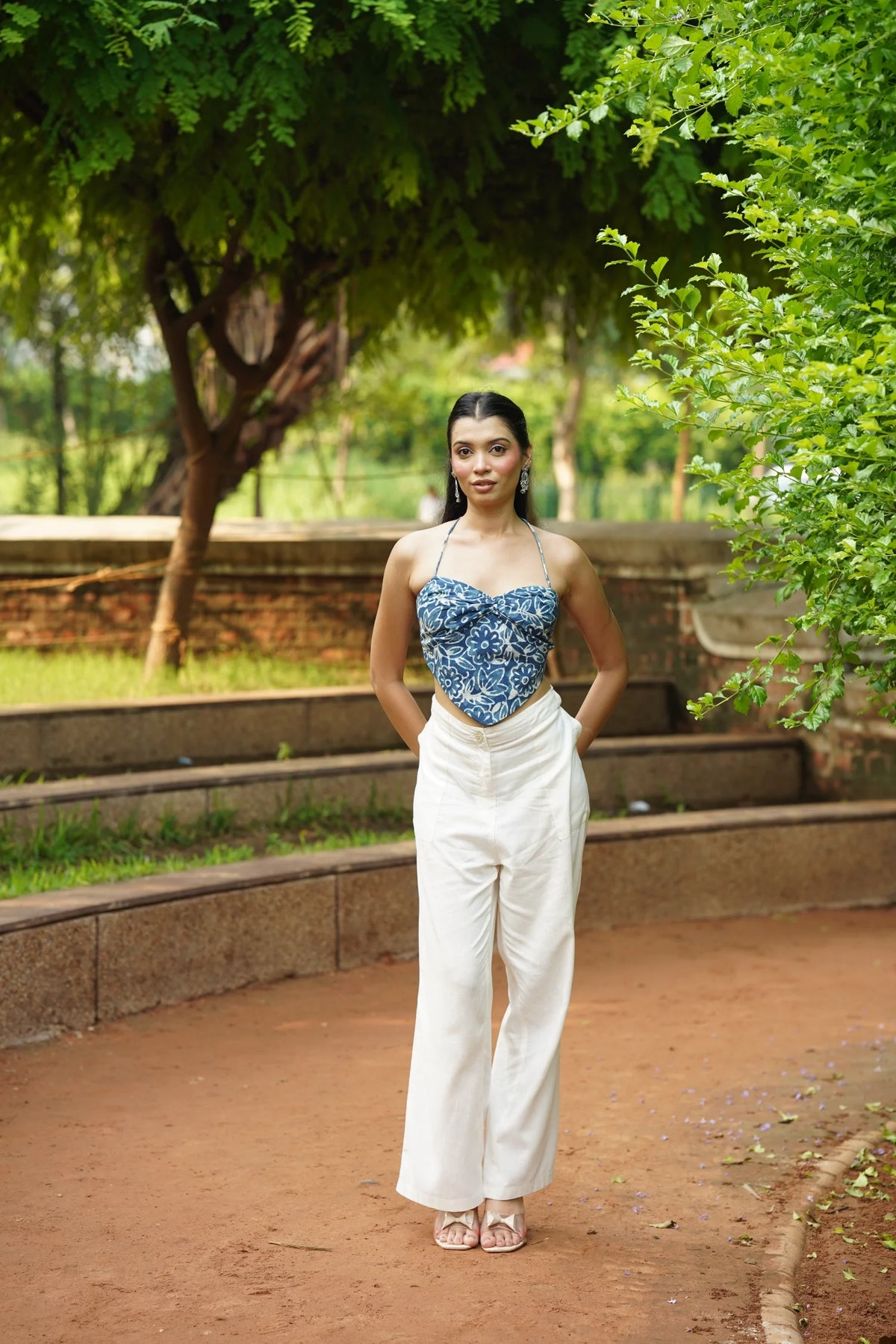 Dusty Blue Floral Corset Top