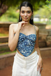Dusty Blue Floral Corset Top
