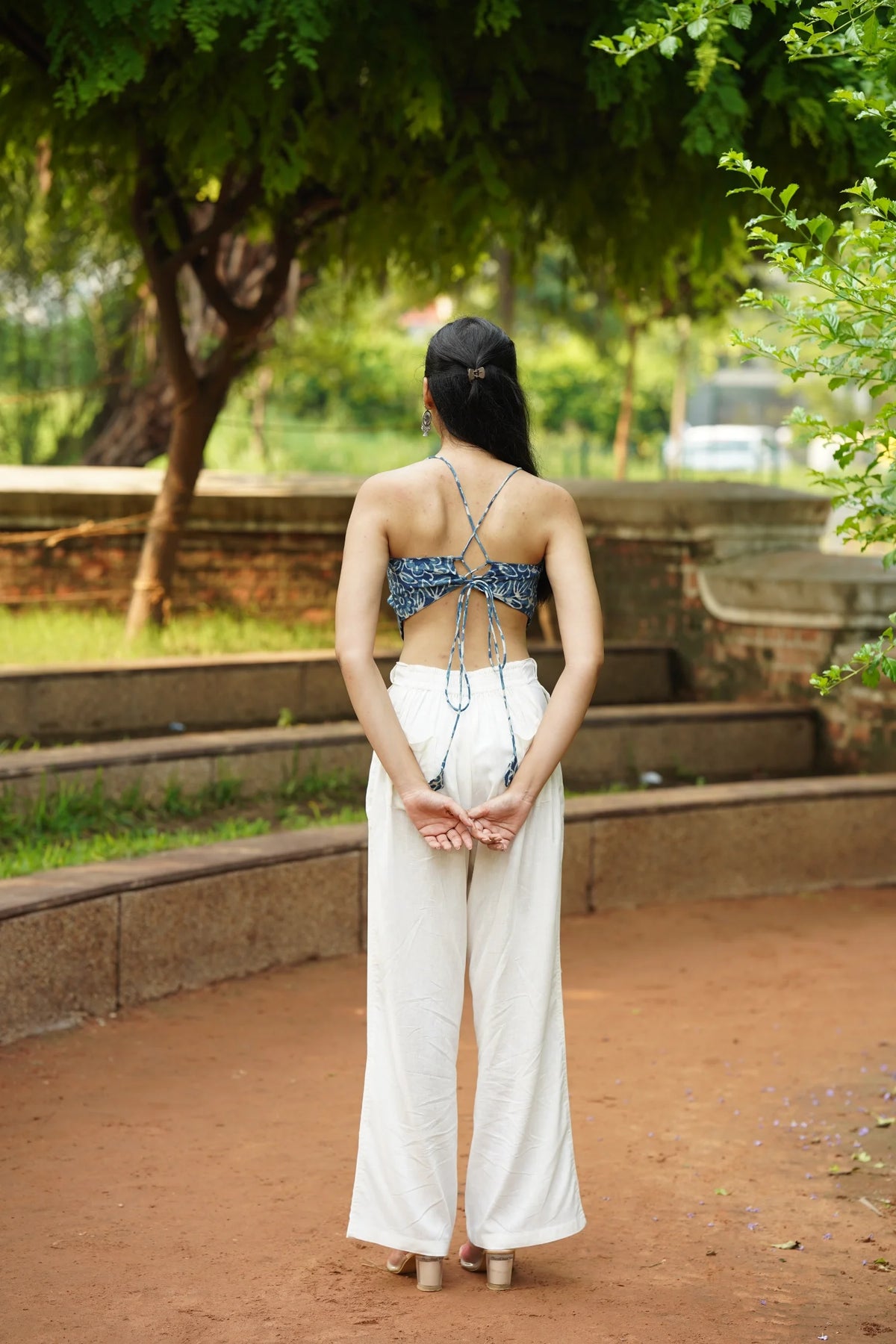 Dusty Blue Floral Corset Top