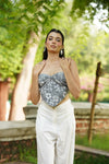 Grey Floral Corset Top