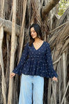 Navy Blue Buti Angrakha Top