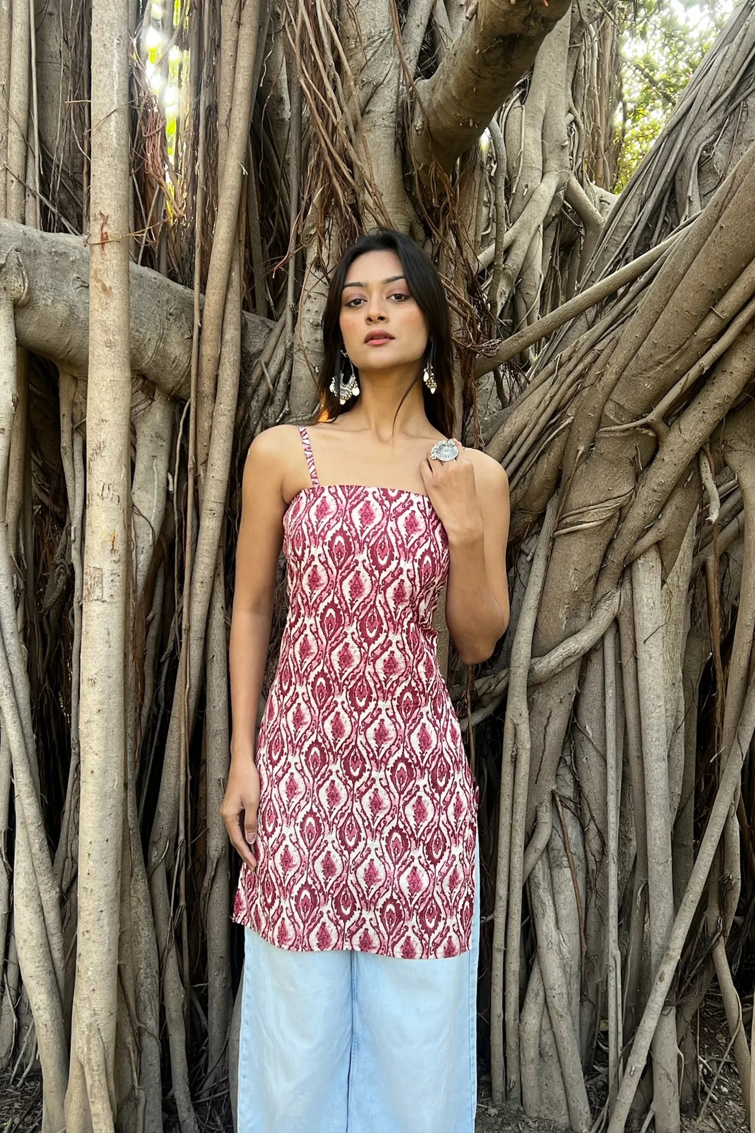 Pink Ikat Straight Corset Kurti
