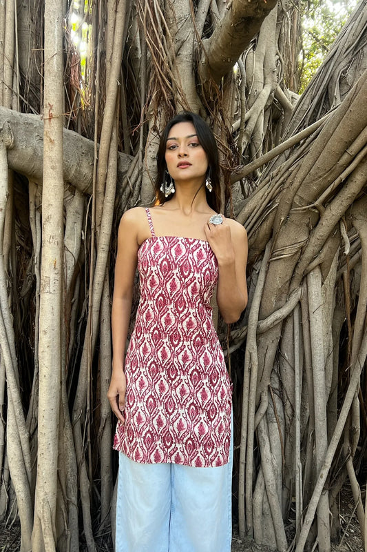 Pink Ikat Straight Corset Kurti