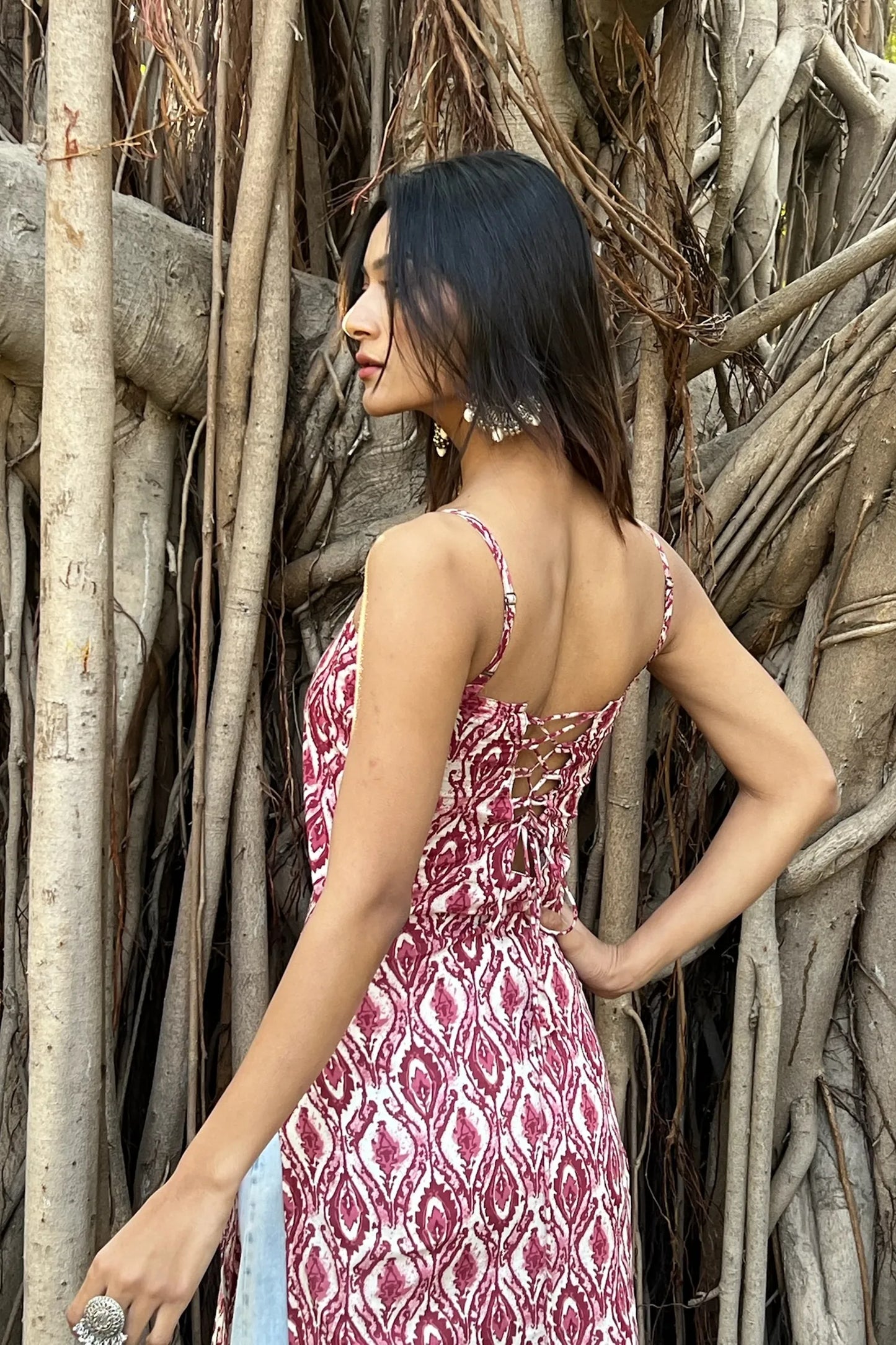 Pink Ikat Straight Corset Kurti